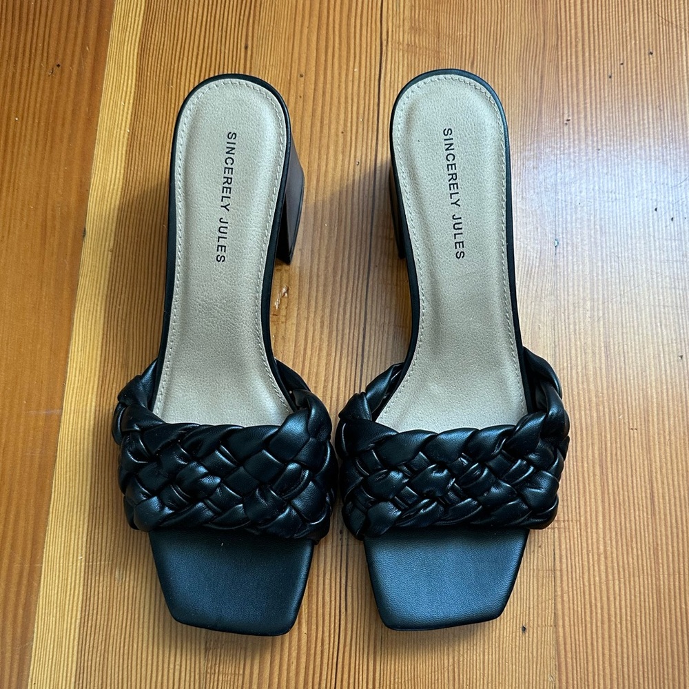 Braided Block Heel Slip On Sandals Sincerely Jules